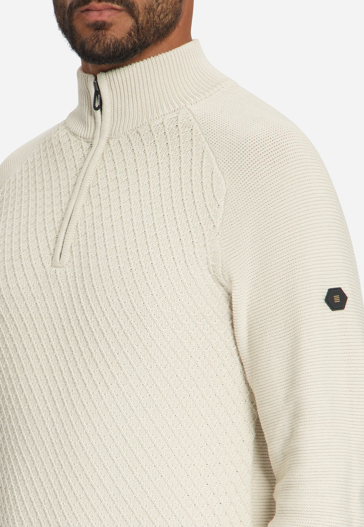 Cable Knit Half-Zip Jumper | Stone