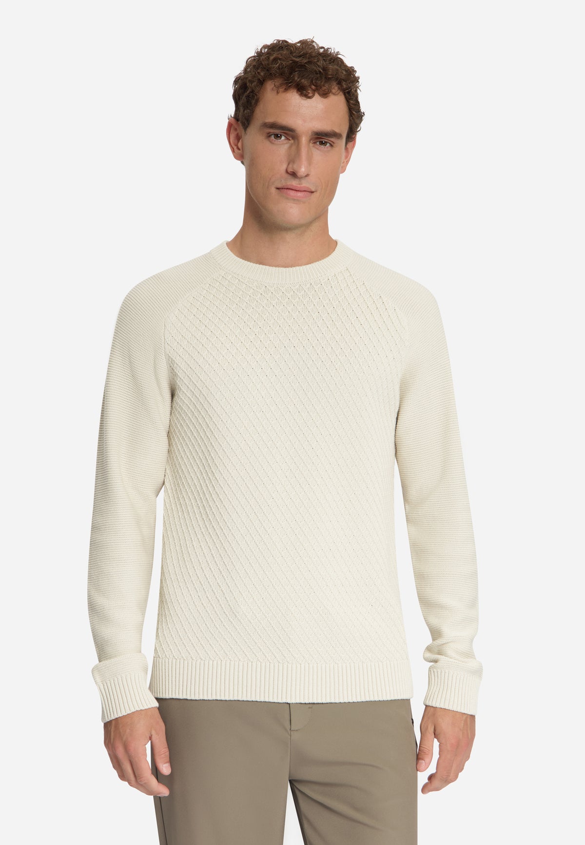 Cable Knit Crew Neck Jumper | Stone