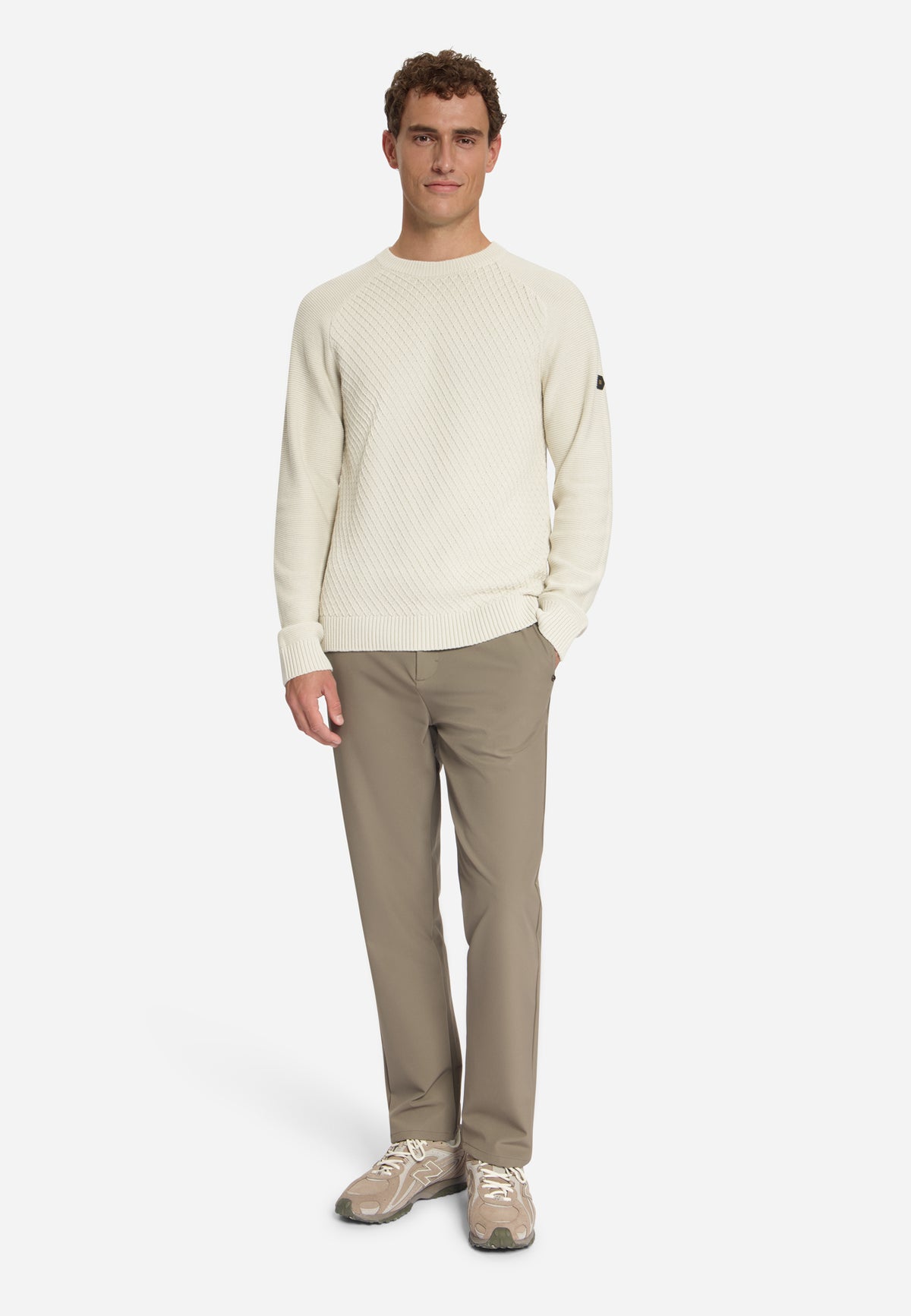 Cable Knit Crew Neck Jumper | Stone
