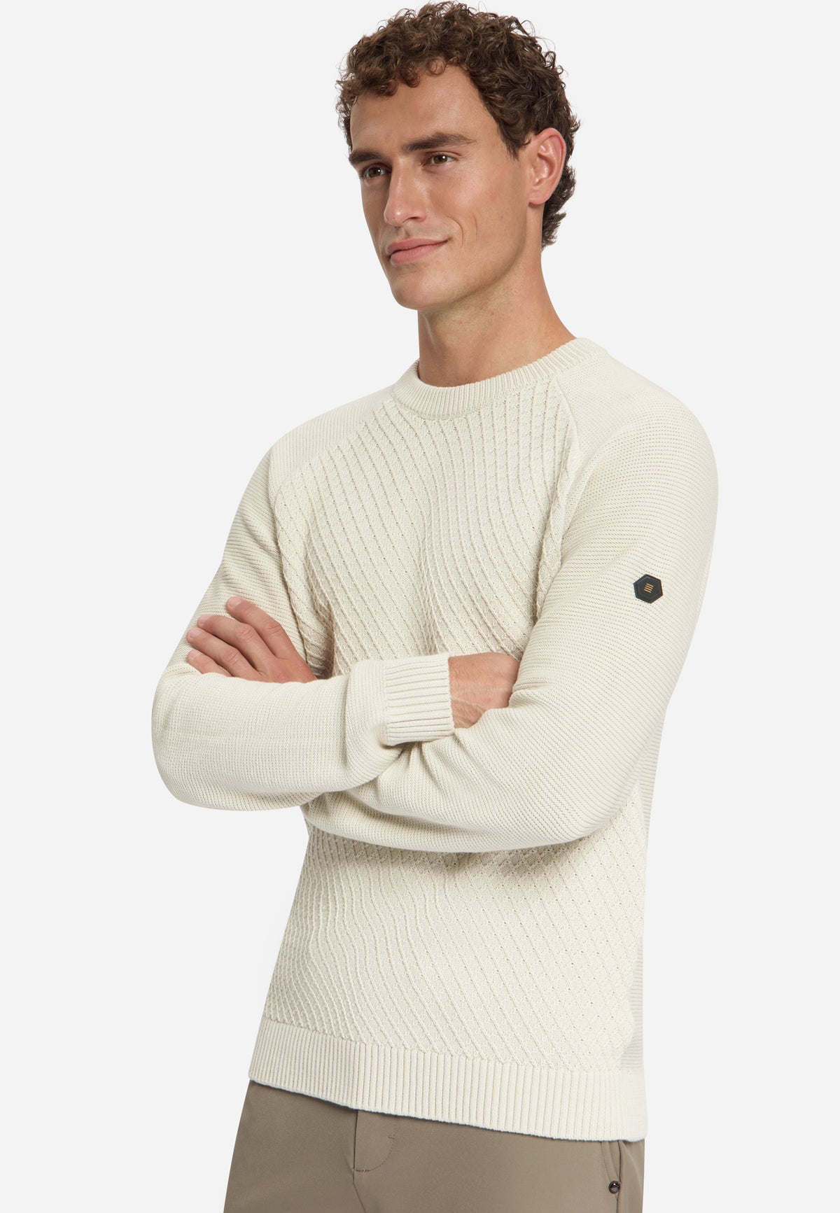 Cable Knit Crew Neck Jumper | Stone