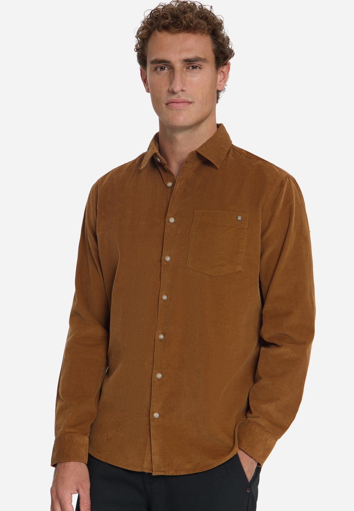 Fine Corduroy Shirt | Caramel