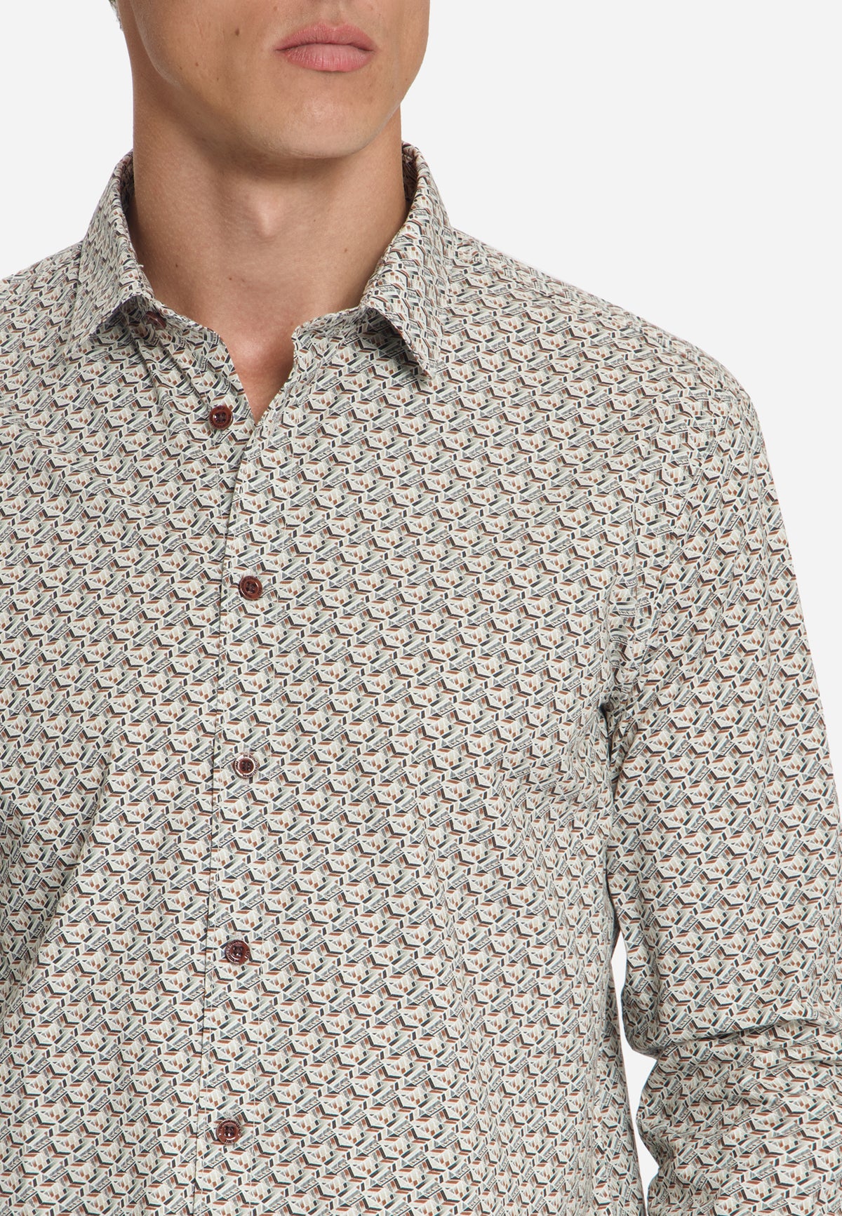 Printed Stretch Shirt | Caramel