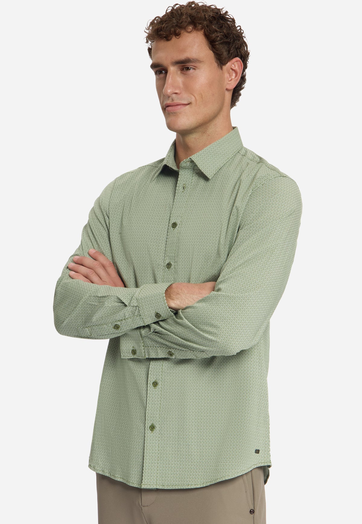 Fine Geometric Shirt | Moss