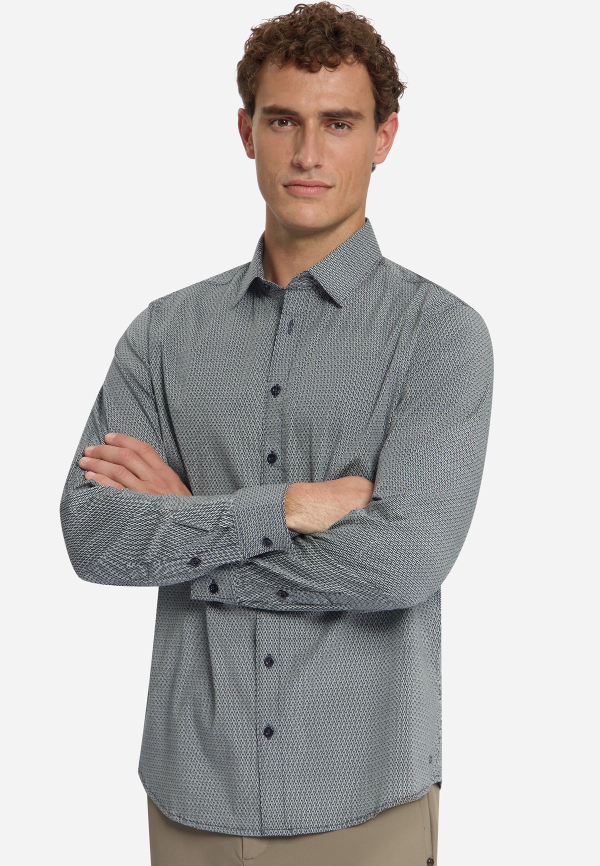 Fine Geometric Shirt | Dark Night