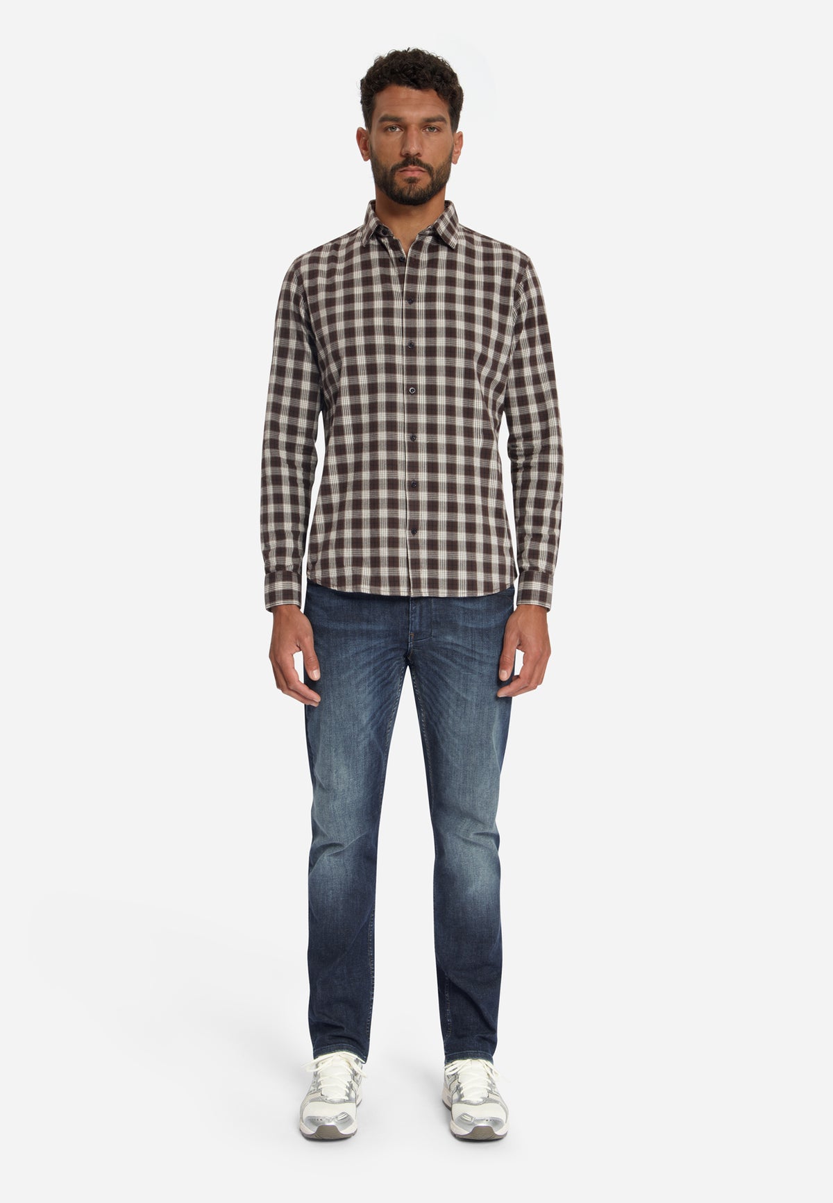 Cotton Check Shirt | Dark Brown