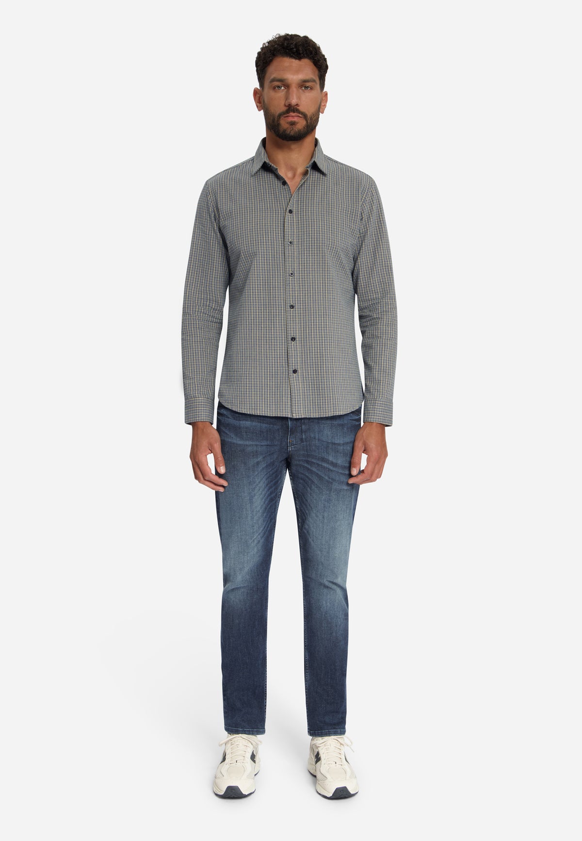 Cotton Micro Check Shirt | Sand