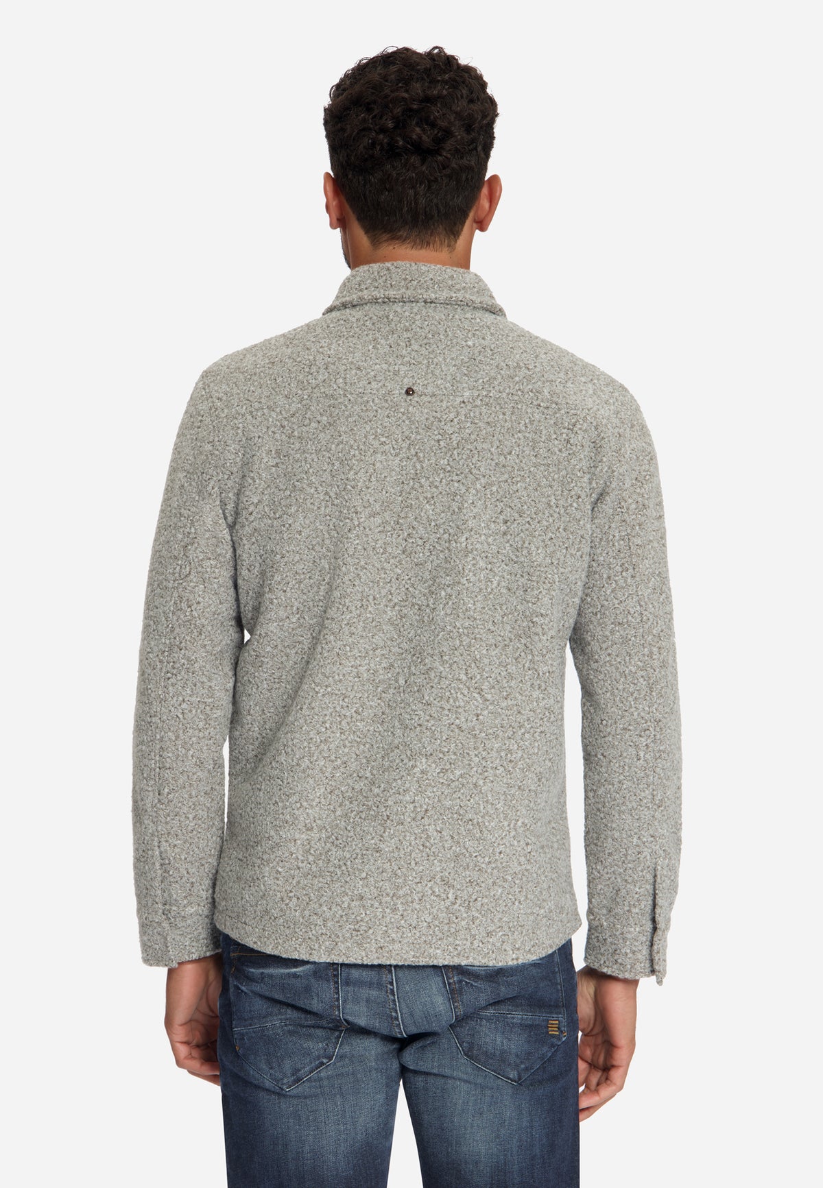 Bouclé Zip-Up Overshirt | Grey Melange
