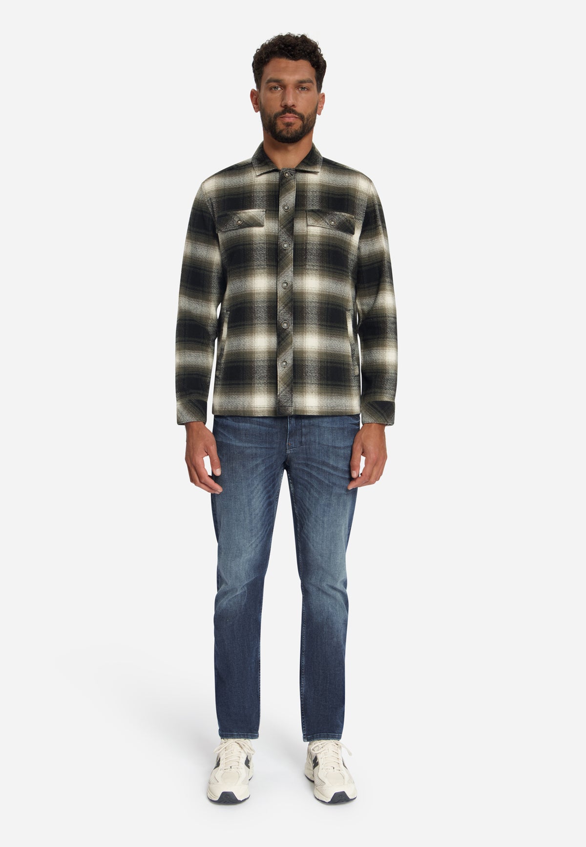 Cotton Checked overshirt | Black