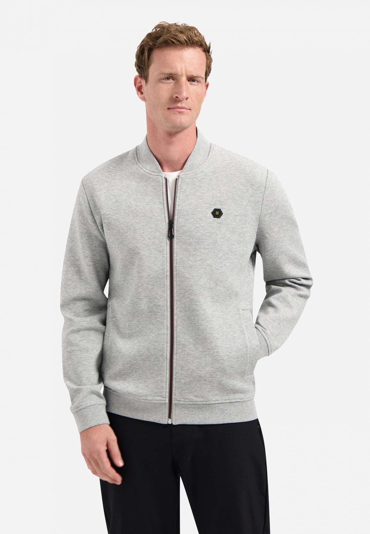 Timeless Basics Zip Cardigan | Grey Melange