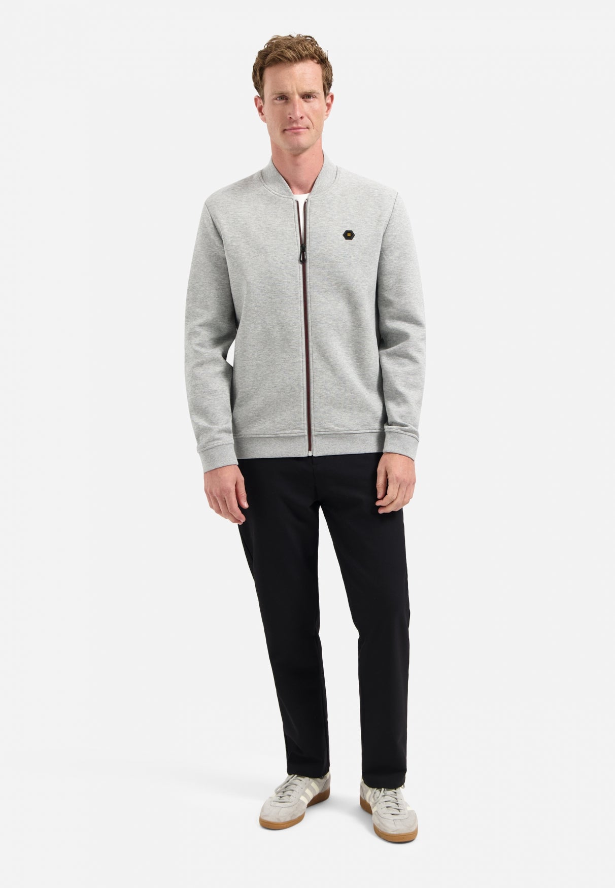 Timeless Basics Zip Cardigan | Grey Melange