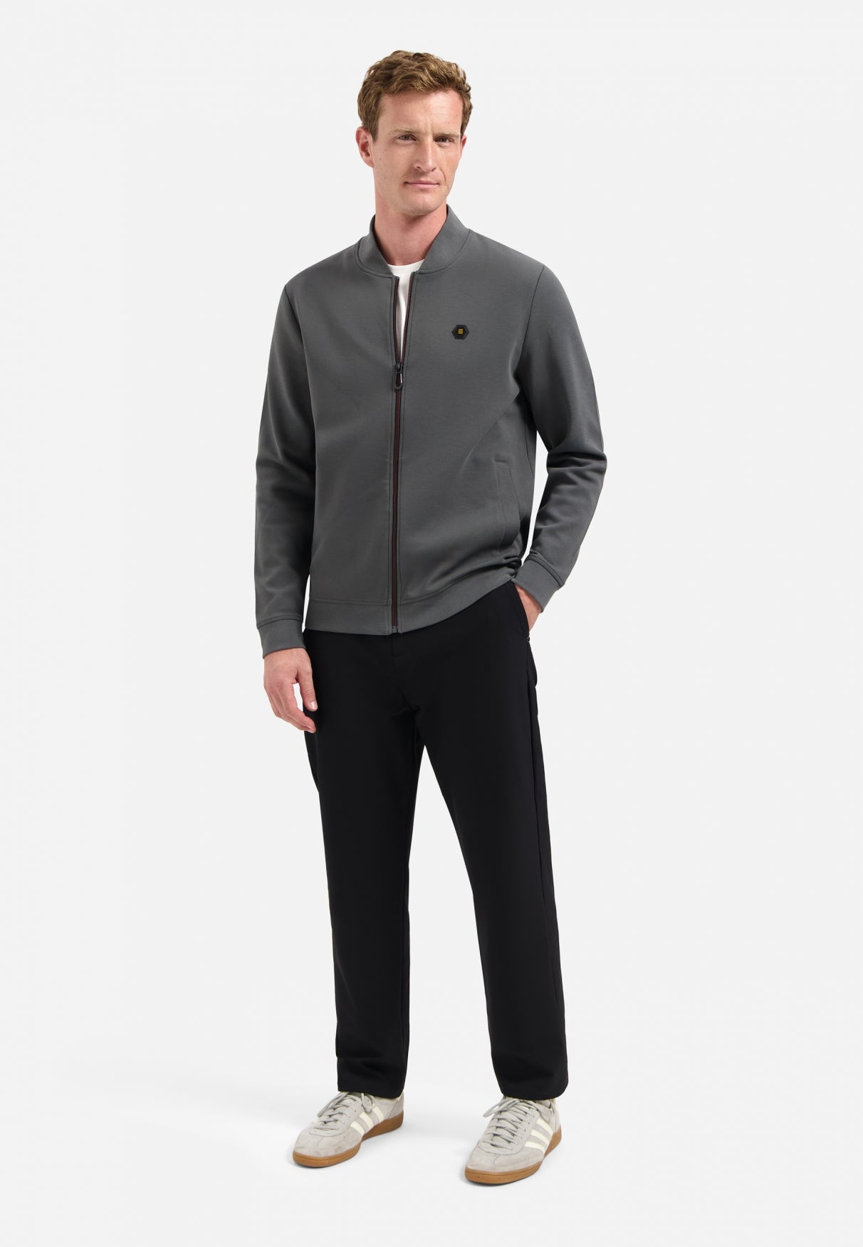 Timeless Basics Zip Cardigan | Dark Steel