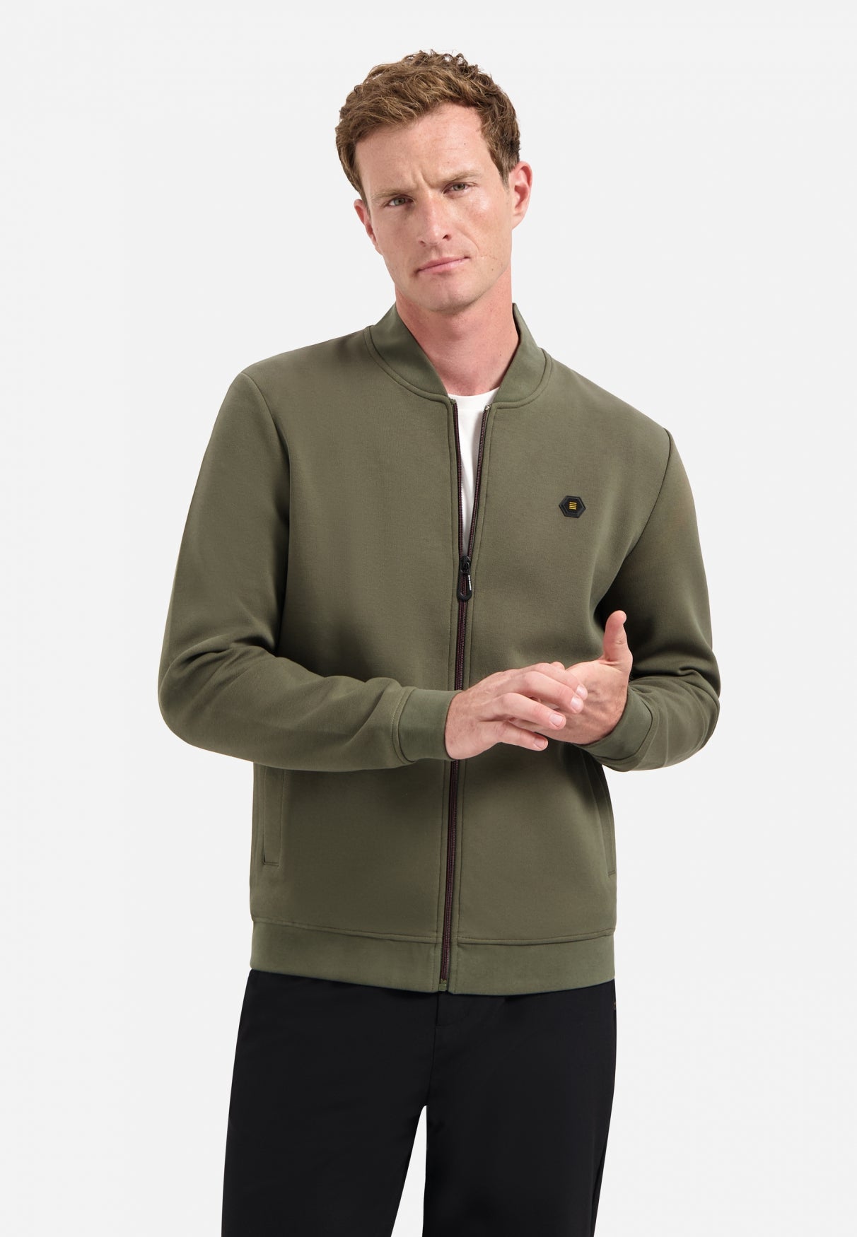 Timeless Basics Zip Cardigan | Dark Moss