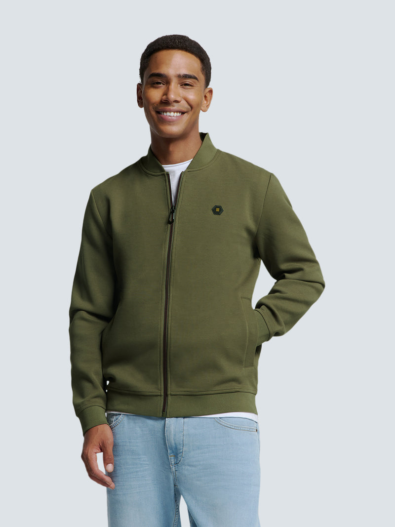 Timeless Basics Zip Cardigan | Dark Moss