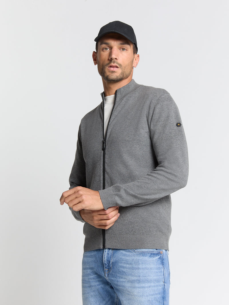 Timeless Basics Two-Tone Cardigan | Grey Melange