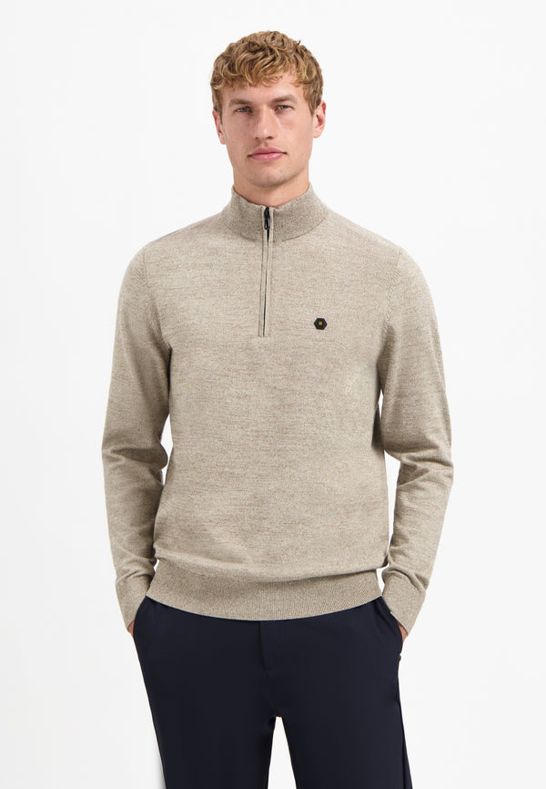 Timeless Basics Half Zip Jumper | Sand