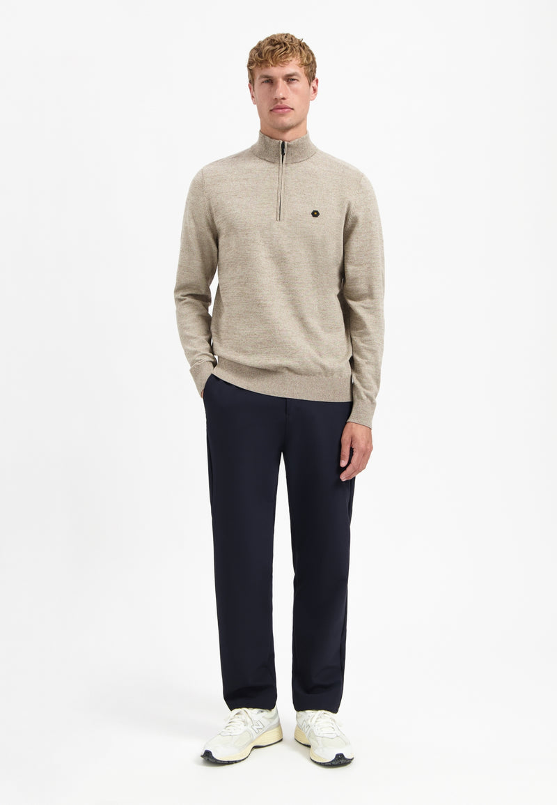 Timeless Basics Half Zip Jumper | Sand