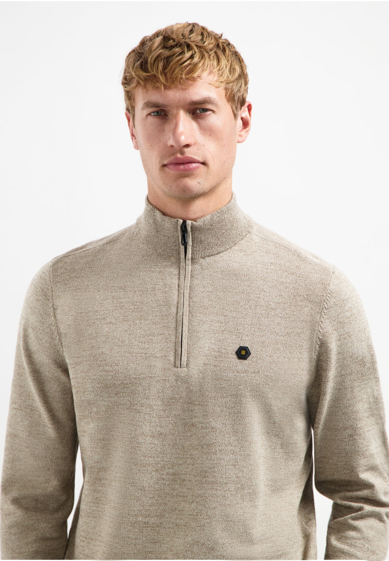 Timeless Basics Half Zip Jumper | Sand