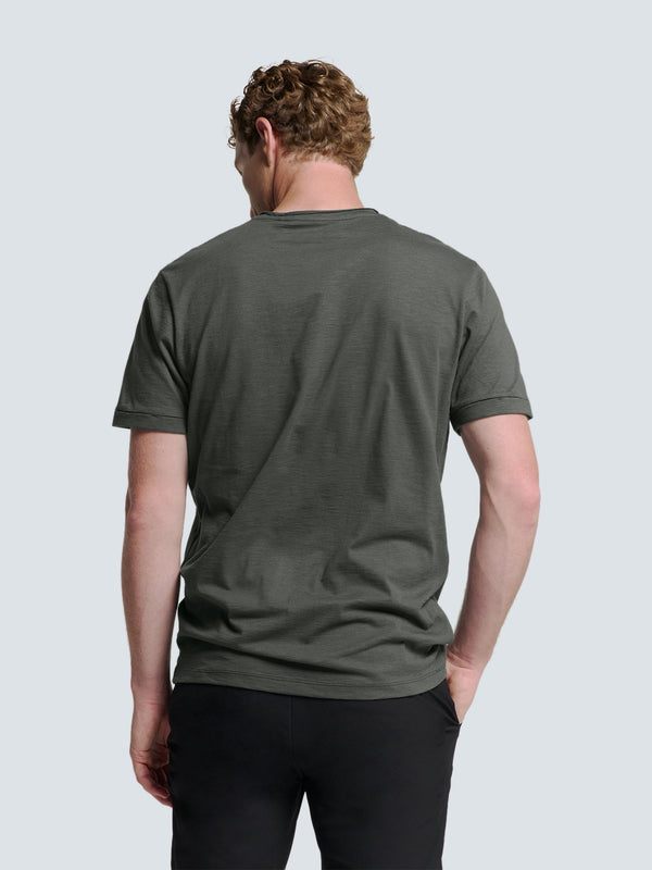 Timeless Basics Round Neck Detail T-Shirt | Dark Grey