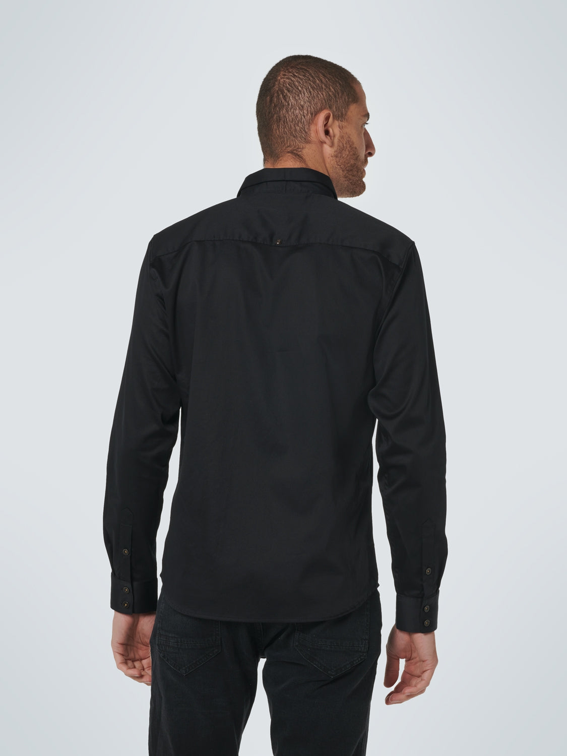 Basic Stretch Shirt Satin Weave | Black