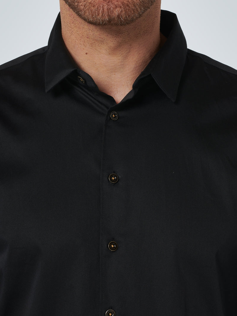 Basic Stretch Shirt Satin Weave | Black