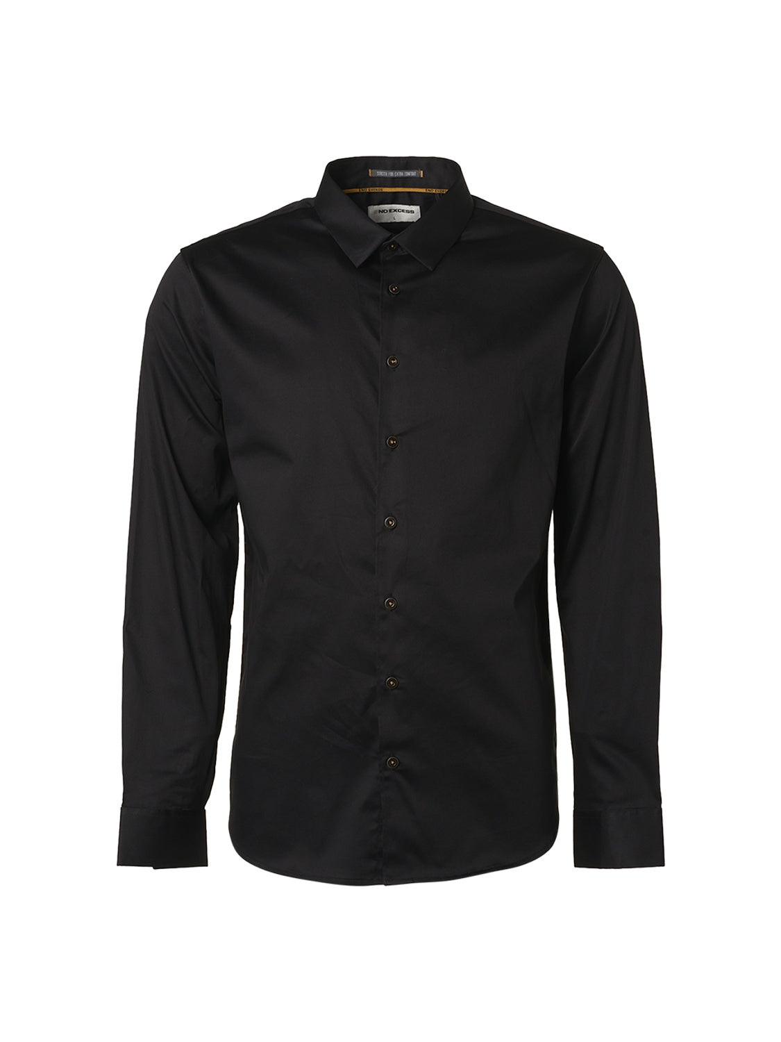 Basic Stretch Shirt Satin Weave | Black