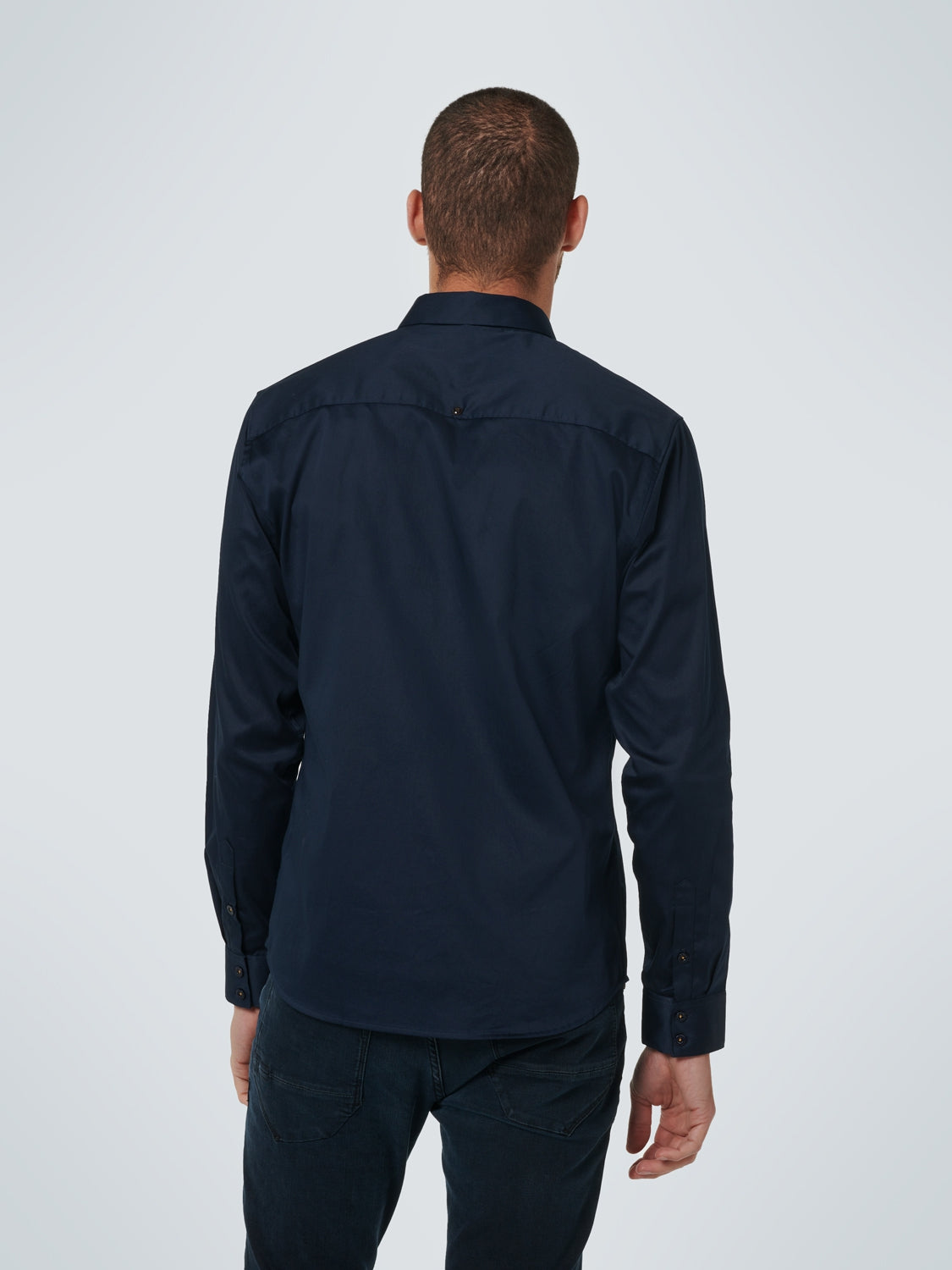 Basic Stretch Shirt Satin Weave | Navy
