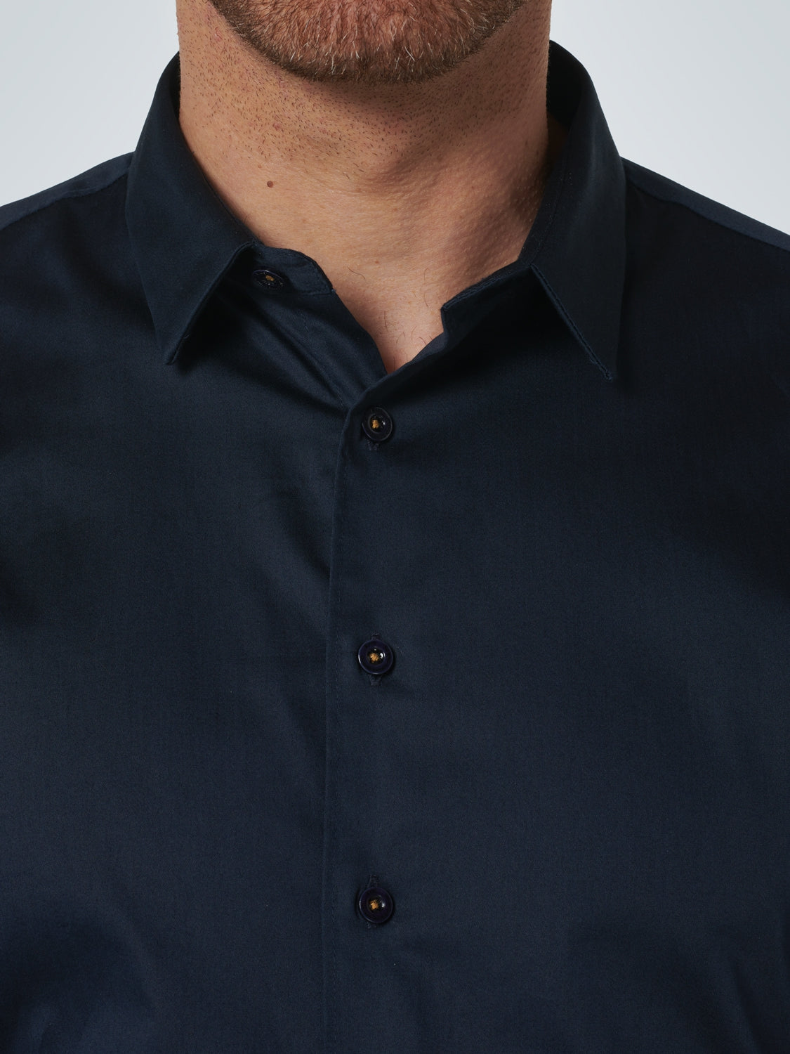 Basic Stretch Shirt Satin Weave | Navy
