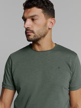 Timeless Basics Round Neck Detail T-Shirt | Dark Steel