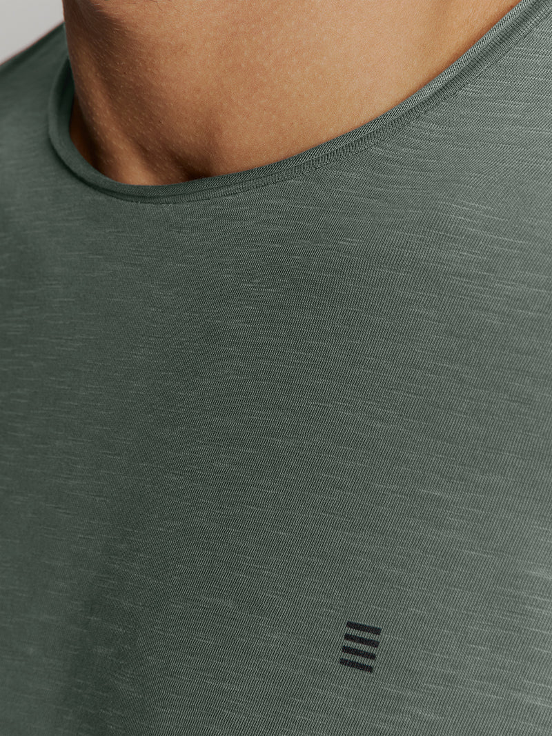 Timeless Basics Round Neck Detail T-Shirt | Dark Steel