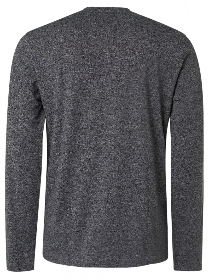 T-Shirt Long Sleeve Granddad 2 Coloured Melange Organic Cotton | Night