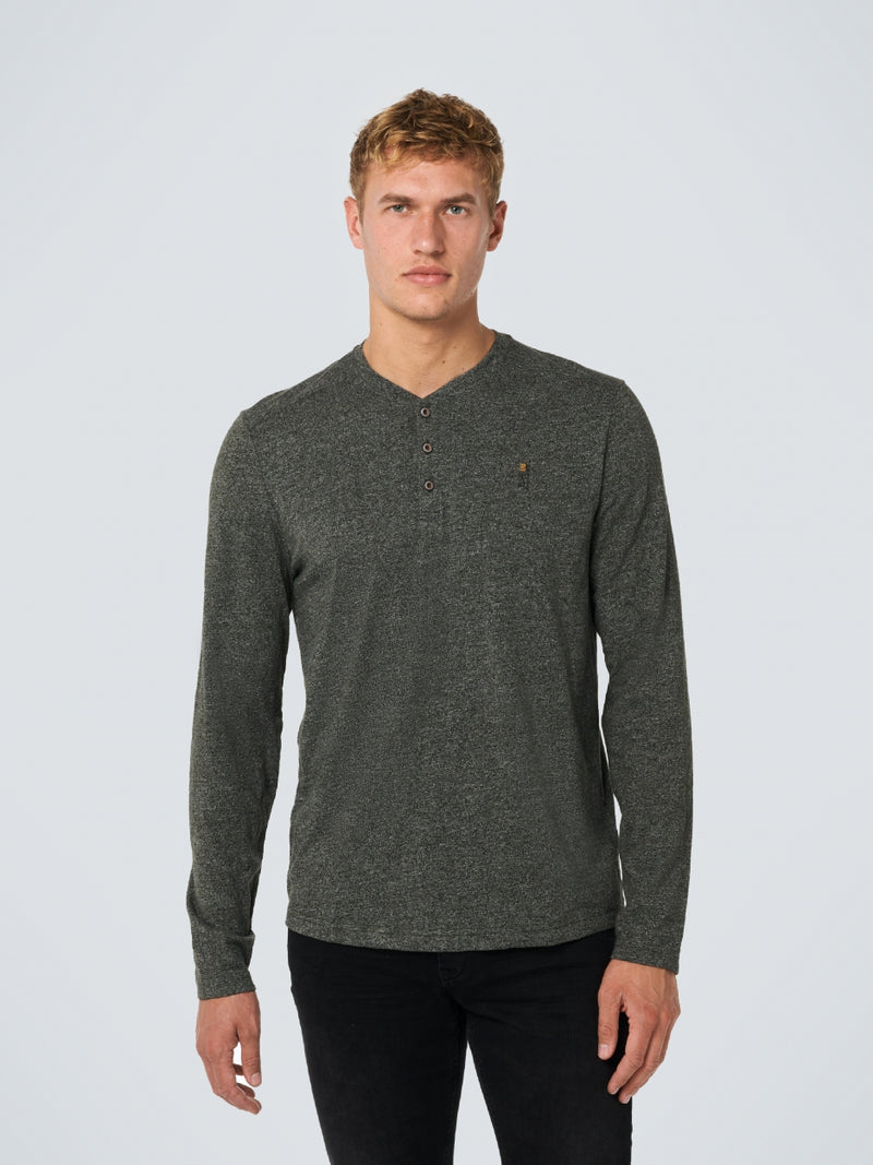T-Shirt Long Sleeve Granddad 2 Coloured Melange Organic Cotton | Moss