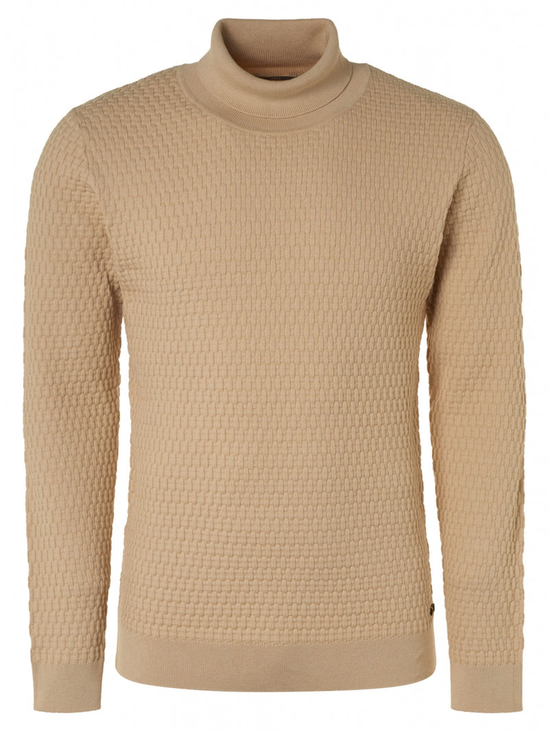 Pullover Rollneck Jacquard Knit Solid | Stone