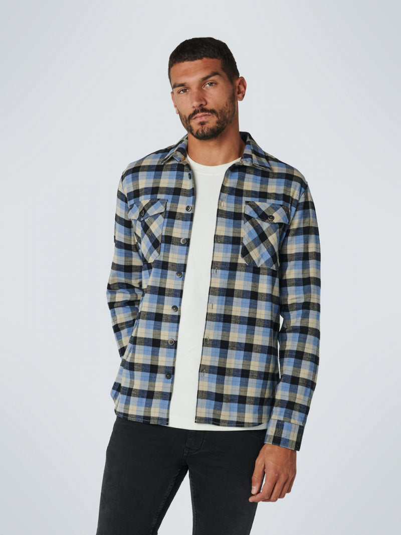 Shirt Stretch Check Responsible Choice Cotton | Dusty Blue
