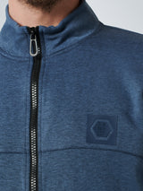 Sweater Full Zipper High Neck Melange | Washed Blue