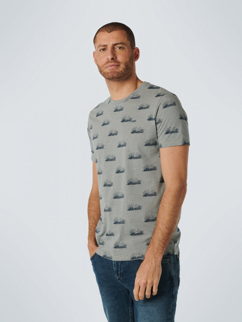 T-Shirt Crewneck Allover Printed 3 Colour Stripe | Airforce