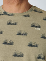 T-Shirt Crewneck Allover Printed 3 Colour Stripe | Dark Mint