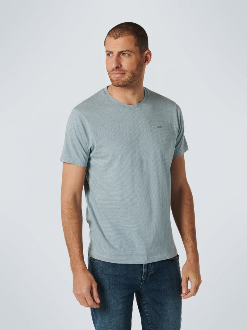 T-Shirt Crewneck Stripe Jacquard | Washed Blue