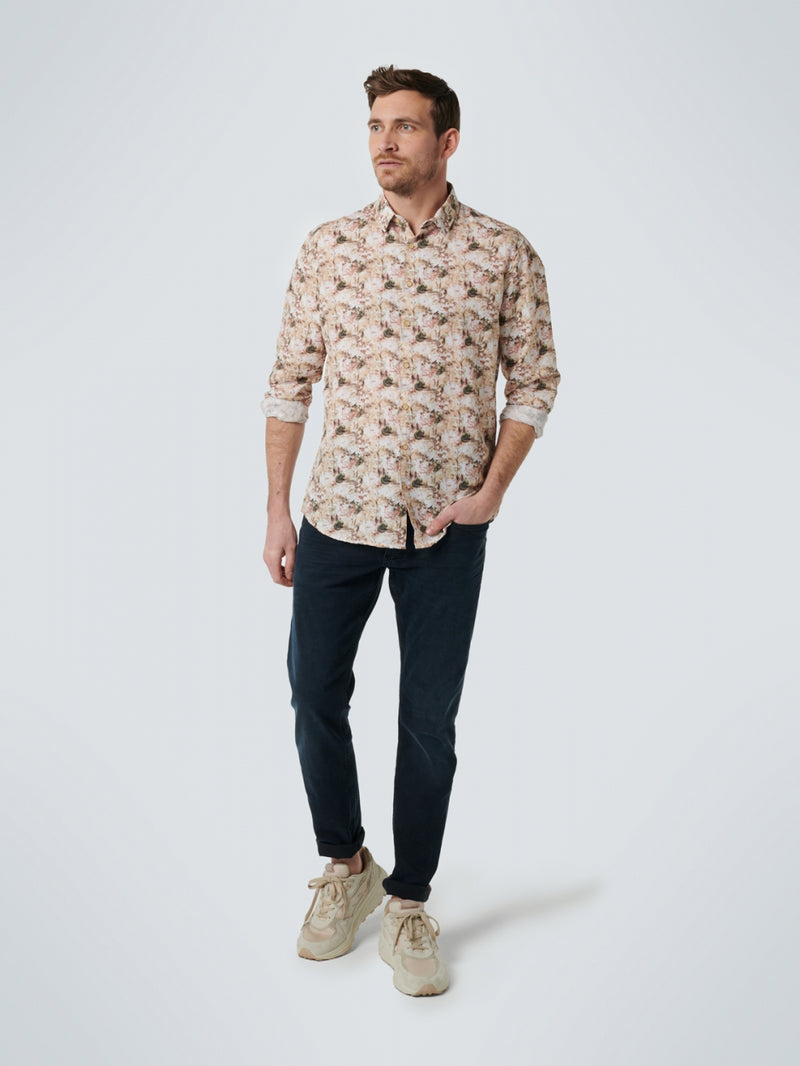 Shirt Allover Printed With Linen Responsible Choice | Coral