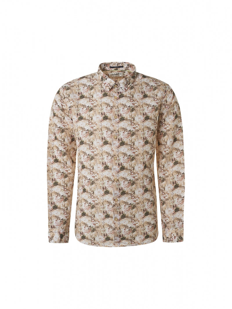 Shirt Allover Printed With Linen Responsible Choice | Coral