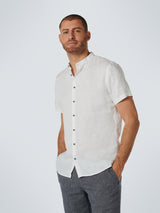 Shirt Short Sleeve Granddad Linen Solid | White