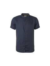 Shirt Short Sleeve Granddad Linen Solid | Airforce