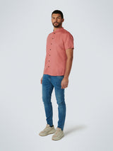 Shirt Short Sleeve Granddad Linen Solid | Coral