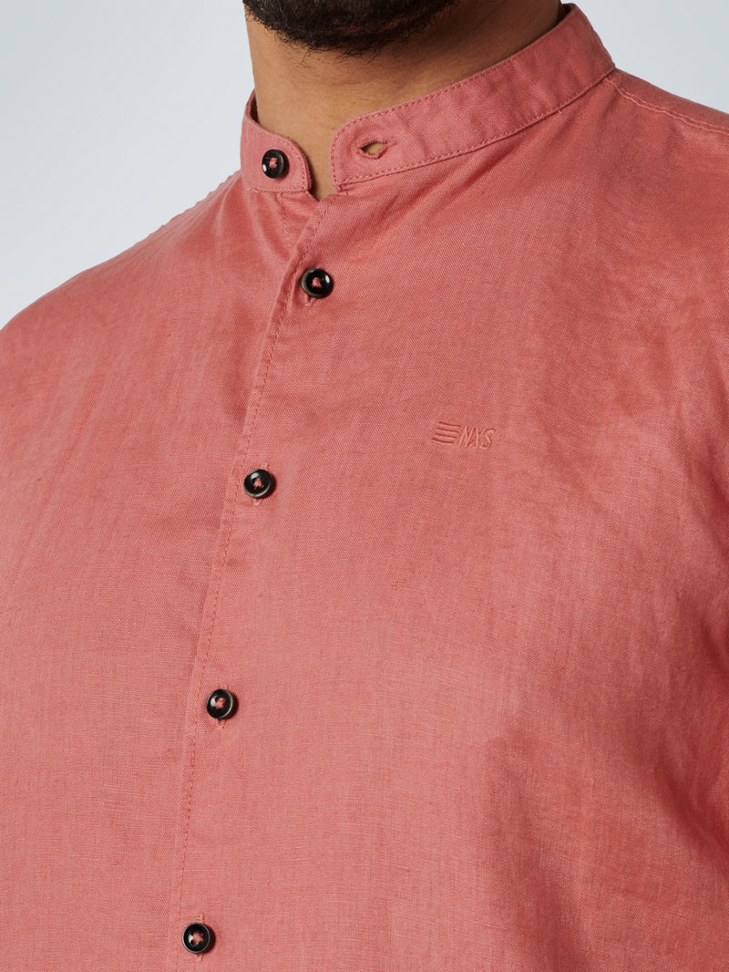 Shirt Short Sleeve Granddad Linen Solid | Coral