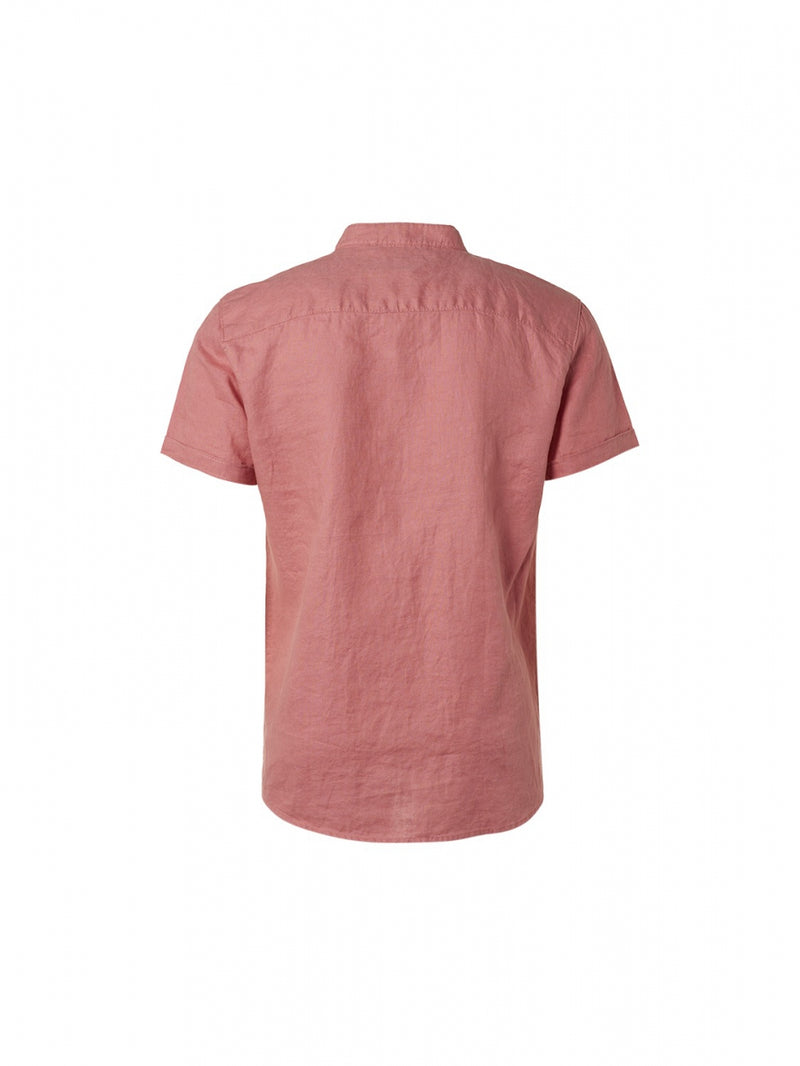 Shirt Short Sleeve Granddad Linen Solid | Coral