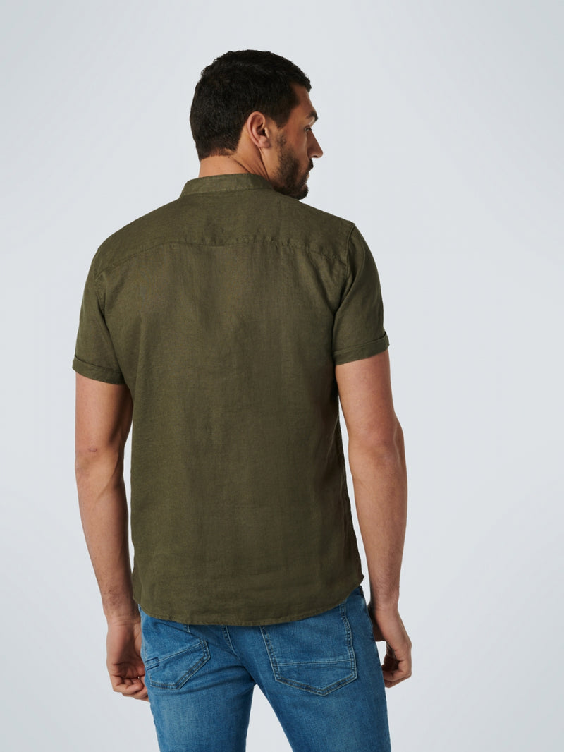 Shirt Short Sleeve Granddad Linen Solid | Basil