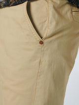 Short Chino Garment Dyed Twill Stretch With Belt | Stone