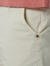 Short Chino Garment Dyed Twill Stretch With Belt | Cream
