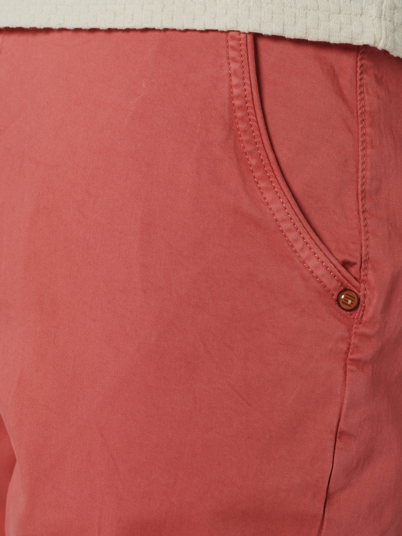 Short Chino Garment Dyed Twill Stretch With Belt | Coral
