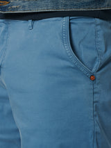 Short Chino Garment Dyed Twill Stretch With Belt | Washed Blue