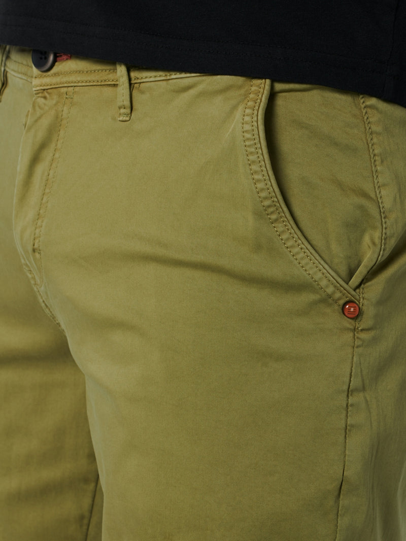 Short Chino Garment Dyed Twill Stretch With Belt | Dusty Green